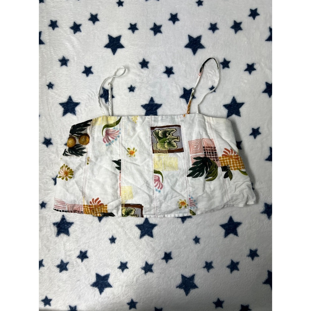 Sancia White Printed Crop Cami Top Womens Medium Adjustable Straps Size M